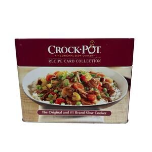 Rival Crock Pot Slow Cooker Recipe Card Collection in Metal Tin Storage Box